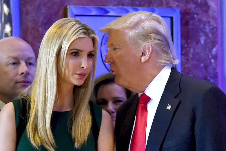 Donald Trump speaks to Ivanka Trump.